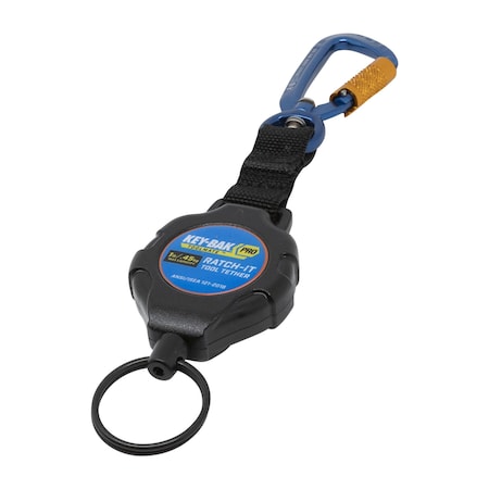 Key-Bak Pro Ratch-It Tool Tether 1 lb, Ratcheting 48 in. Reach, Orange Cord, Cara Anchor, Split Ring Tool Attach 0KB6-3A433